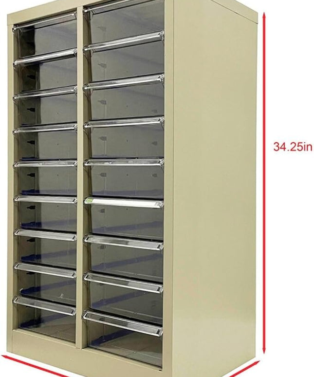 File Cabinet 18 Medium Transparent Drawers Vertical Home Office Storage Paper Organizer Document Cabinet