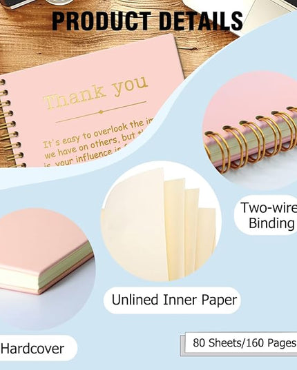 Thank You Pink Gold Hardcover 160 Pages Spiral Notebooks, Funny Thank You Gifts for Women Men Coworkers Leader Mentor, Appreciation Gifts for Employees, Thanksgiving Gifts for Colleagues Leaders