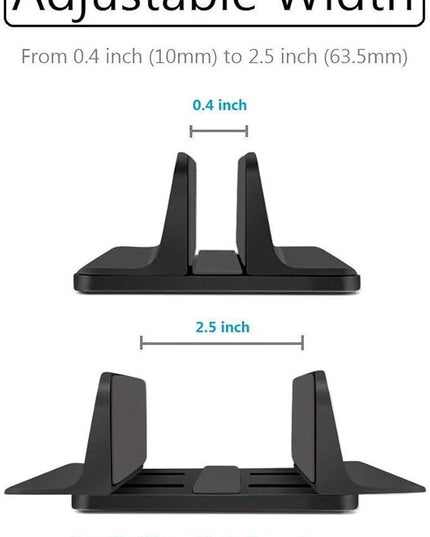 Vertical Laptop Stand for Desk [Adjustable] Sturdy Aluminum Dock Fits All Laptops (up to 20.3 inches) Space Saving, Modern Compact Holder, Compatible with MacBook Pro/Air, Surface, HP, Dell (Black)