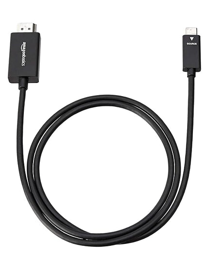 Amazon Basics Premium Aluminum USB-C to HDMI Cable Adapter, Thunderbolt 3 Compatible, 4K@60Hz, DisplayPort Alt Mode, 3-Foot, Black