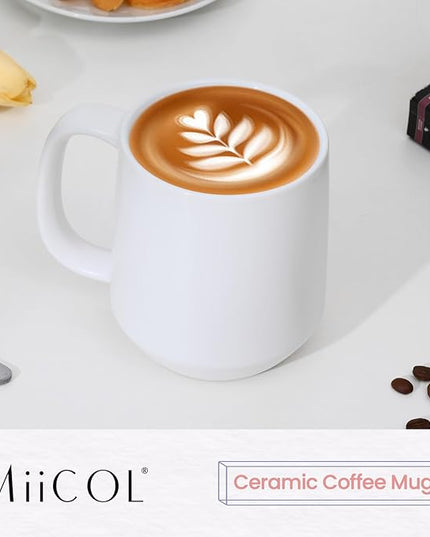 Miicol 16 oz Large Ceramic Coffee Mug, Tea, Mulled Drinks Cup, Gift for Office Staff or Home Using, Microwave and Dishwasher Safe, Frosted Surface, White