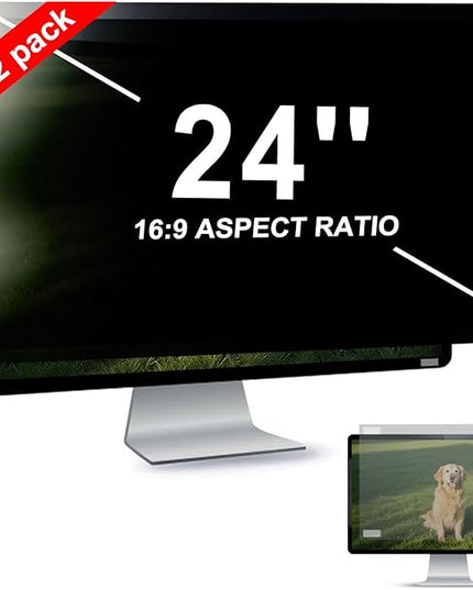 [2 Pack/Family Size]Eliwhale 24 inch Computer Screen Privacy Filter for 16:9 Widescreen Monitor, Matte Anti-Glare and Anti-Spy, Bluelight Block, Eye Healthy Privacy Shield, Width*Height: 531mm*299mm for LG HP AOC Acer and More