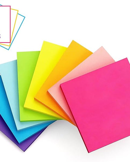 Eastern Wolf 8 Pads Sticky Notes 3x3 Self-Stick Notes 8 Bright Multi Colors Purple Sticky Notes, 85 Sheet/Pad