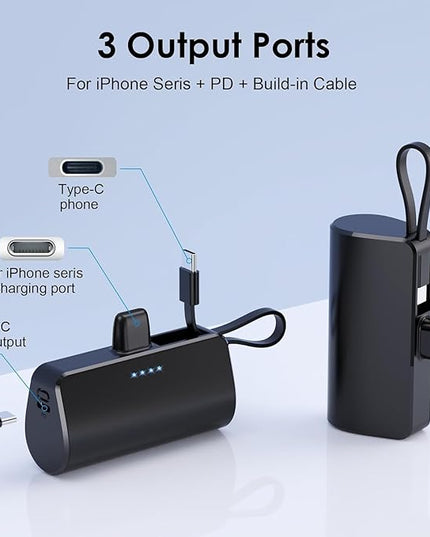 Feob [2 Pack] Mini Portable Charger 5200mAh,Ultra-Compact PD Fast Charging Power Bank,LCD Display Cute Battery Pack Backup Charger Compatible with with iPhone 14/14 Pro Max/13/13 Pro/12/XR/8/7/6