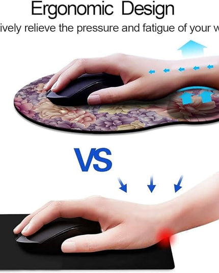 Ergo Comfort Gel Wrist Rest Mouse Pad-Ergonomic Office Mousepad with Wrist Support-Non-Slip, Design Desk Accessories Mat for Home&Game Decor Boho Floral