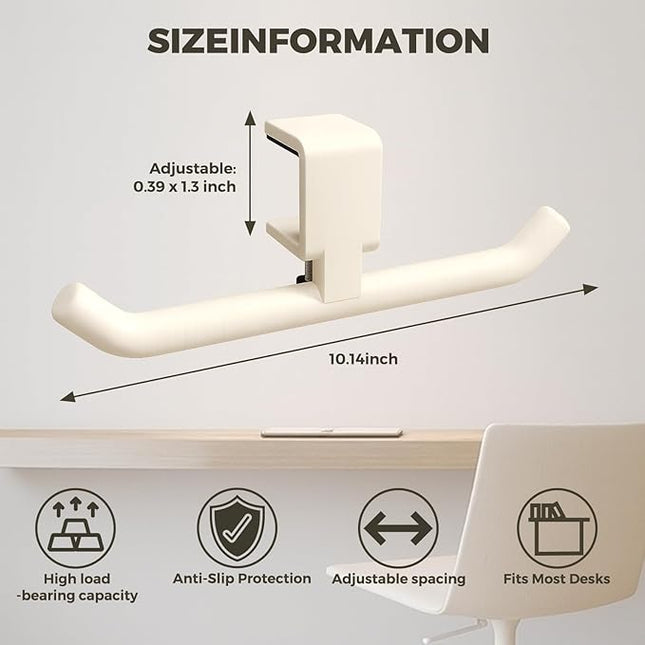 80-lb Heavy-Duty Bag Hook for Desk or Table,Adjustable Purse Hanger,Purse Hook,Backpack Holder for Table & Handbag Hanger,Space-Saving Organizer for Classroom, Dorm Office,Home,and Cafe Tables (White)