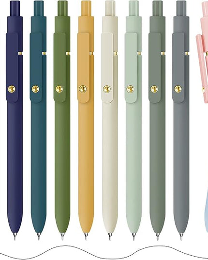 UIXJODO Gel Pens, 12 Pack Gold Retro and Gold Morandi 0.5mm Black Ink Pens Fine Point Smooth Writing Pens for School Office Supplies, Gifts for Women Girls