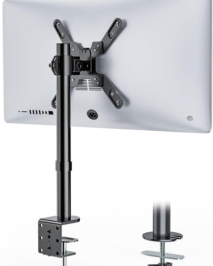 WALI Single Monitor Mount for 1 Computer Screen up to 42 inch, Fully Adjustable Monitor Arm Holds up to 22 lbs, Mounting Holes up to 200x200mm (M001SXL), Black