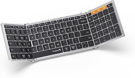 ProtoArc Foldable Bluetooth Keyboard, XK01 Full-Size Portable Keyboard for Travel, 105 Keys, 0.65" Keycaps, Multi-Device Sync for iPad Tablet Smartphone Laptop PC Windows iOS Android, Black Silver