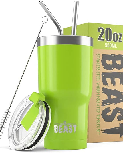 Beast 20 oz Tumbler Stainless Steel Vacuum Insulated Coffee Ice Cup Double Wall Travel Flask (Lemongrass Green)