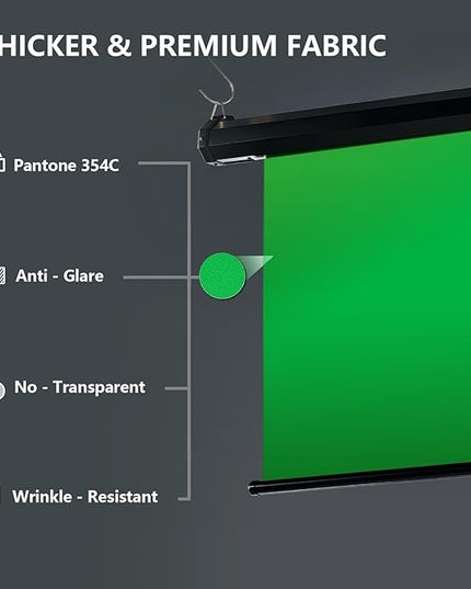 RAUBAY Motorized Pull Down Green Screen - 78.7" x 86.6" Collapsible Wall-Mount Background for Professional Video Production, Chroma Key Backdrop for YouTube, TikTok, Streaming, Video Conferencing