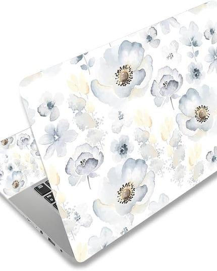 Laptop Skin Sticker Decal,12" 13" 13.3" 14" 15" 15.4" 15.6 inch Laptop Vinyl Skin Sticker Cover Art Protector Notebook PC (2 Wrist Pad Skins Included), Waterproof Removable, White Watercolour