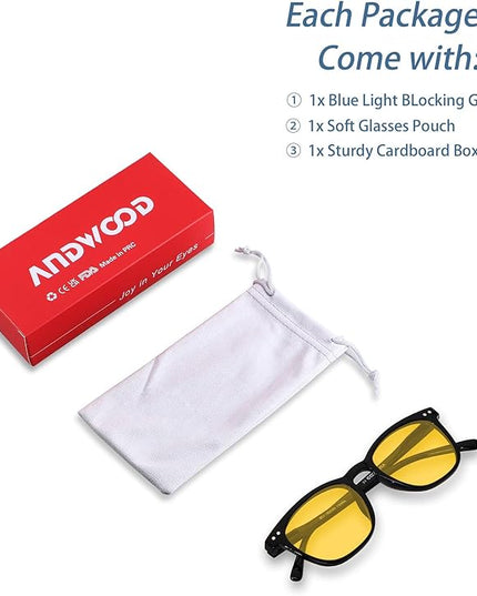 ANDWOOD Blue Light Blocking Glasses Women Men Computer Small Face Clear Bluelight Blocker Eyeglasses Frame