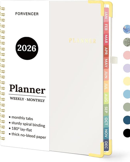 2026 Planner, Forvencer Calendar Planner Weekly and Monthly, Jan 2026-Dec 2026, 6" X 8", Hardcover Agenda Book, Daily Journal Organizer with Inner Pocket, Notebook for Office School, A5, Off-white