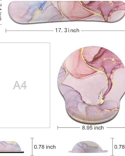 LATEEFAH Mouse Pad with Wrist Rest, 3-in-1 Gaming Mouse Pad, Keyboard Wrist Rest, Ergonomic Memory Foam Mousepad with Wrist Support for Computer Keyboard