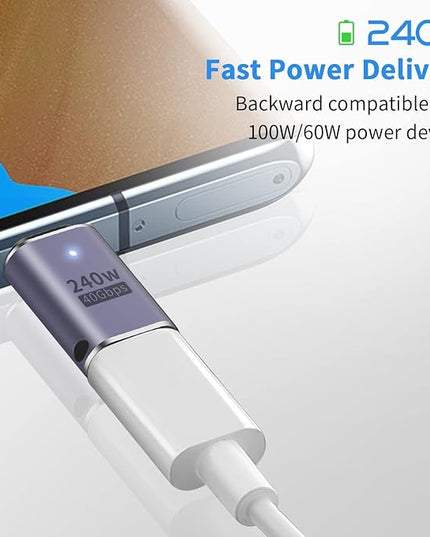 Poyiccot USB C Extender - 240W, 2Pack USB Type C Extension Adapter, 40Gbps USB C Male to Female Adapter for iPad, iMac, MacBook, Thunderbolt