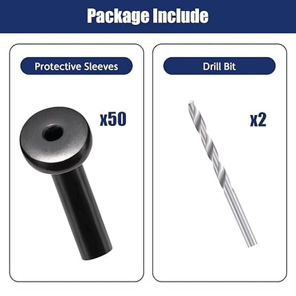 40 Pack 30 Degree Angle Protective Sleeves, Black Cable Railing Corner Protector Sleeve Beveled for 1/8" Wire Rope, T316 Marine Grade Cable Railing Kit with Two Drill Bit for Wood Posts HF039B