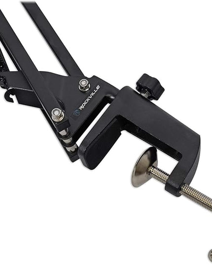Rockville DMS40 40-Inch Studio Microphone Boom Arm Stand, Aluminum Desk Clamp, 360 degree Rotation, Steel Frame, ABS Mic Clip, for Podcasting and Streaming