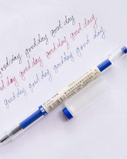 BEMLP Gel Ink Pen Extra Fine Point Pens Ballpoint Pen 0.35mm Blue Premium Liquid Ink Rollerball Pens Quick-Drying For Japanese Office School Stationery Supply 12 Pieces