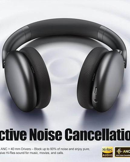 Wentronic Y06 Noise Cancelling Headphones,58H Playtime and 5 EQ Music Modes Wireless Over Ear Bluetooth Headphones with Microphone,Lossless Audio,Multipoint Connection,Foldable,Lightweight,Space Grey