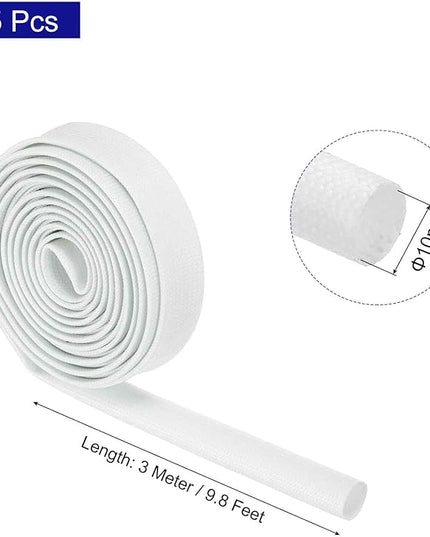 MECCANIXITY 5Pcs Wire Insulation Braid Fire Sleeve,9.8Ft-10mm ID White, High Temp Silicone Coated Fiberglass Sleeving for Automotive Hose Lines Electrical Wiring