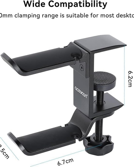 aceyoon Under Desk Headphone Hanger, 360 Degree Swivel Dual Stand, Aluminum Alloy Headset Stand for Desk,Headphone Hook for Gaming Headset,Bag, Black