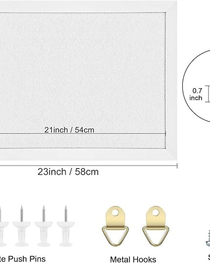 TORASO Cork Board Bulletin Board, Cork Boards for Walls with Pins, Eye Bolts, gaskets, Screws, Pin Board for Office, School and Home (White, 17“x23-2P)