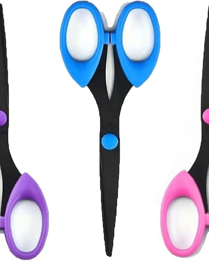 3 Pack 6.5" Multi-Purpose Scissors, Arts and Crafts Scissors,for Office, Home, School and Sewing (Multi Colour)