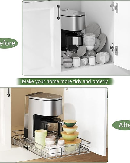 LOVMOR Pull Out Cabinet Organizer 11½" W x 21½" D, Kitchen Cabinet Pull Out Shelves Slide Out Storage