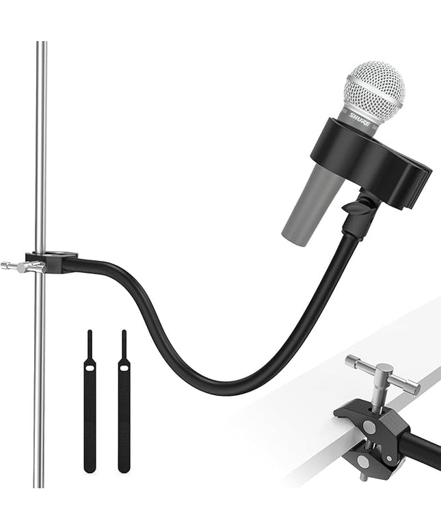 ZealSound Microphone Stand,Gooseneck Arm with Heavy Duty Crab Clamp for Round Pipes & Desktops,Flexible Boom Mount with Mic Clip for Podcast,Compatible with Blue Snowball, Razer, Pyle & More 19 Inch