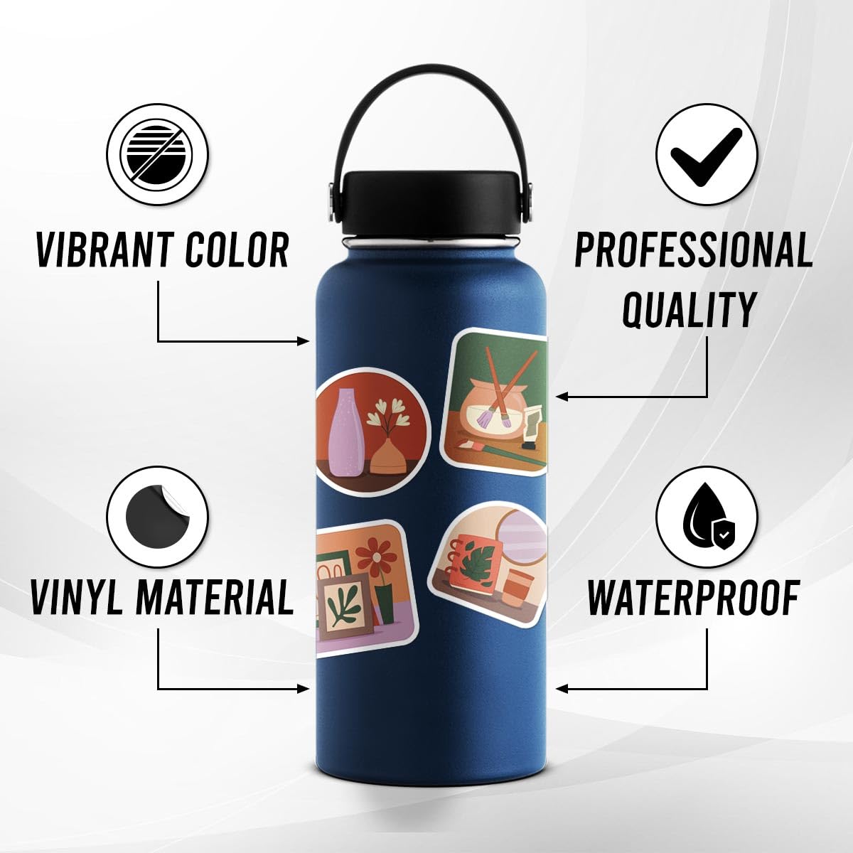 Pack 50 Pcs Vintage Aesthetic Stickers for Water Bottles Waterproof Laptop Luggage Computer Journaling Scrapbooking Teens Adults Girls Boys Women Sticker Packs Small Vinyl Decals