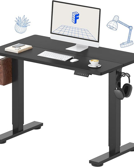 FLEXISPOT Standing Desk Electric Height Adjustable Desk with 40 x 24 Inch Splice Board, Home Office Computer Workstation, Black Top + Black Frame