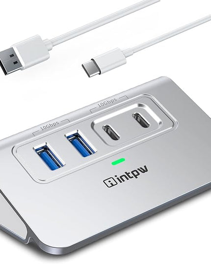 USB C Hub 10Gbps, 4 Port USB Splitter with 2 USB C/USB A 3.2 Data Ports, [Not Support Video and Chrging], Aluminum USB 3.2 Hub with 3.3Ft Cable for Laptop, PC, Mac, Flash Drive, Camera