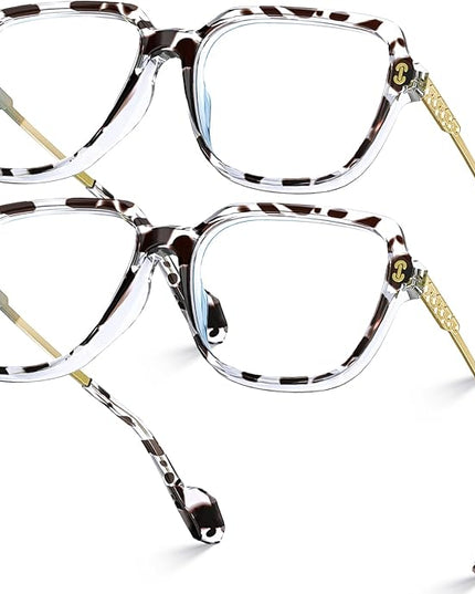 VISOONE 2 Pack Oversized Blue Light Blocking Glasses with Chic Square TR90 Frame and Metal Temple for Women Men REMY