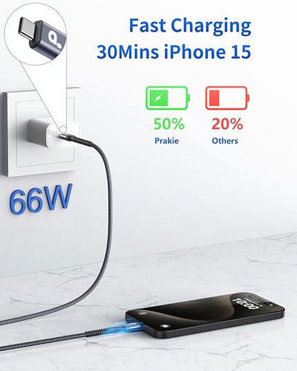 USB C to USB C Cable 6FT, USB Type C Fast Charging Cable 2Pack USB C Cable Nylon Braided USBC iPhone Charger Cord Compatible with iPhone 17/16/15/Pro Max, Sam-sung Galaxy S23, LG and More USB-C Device