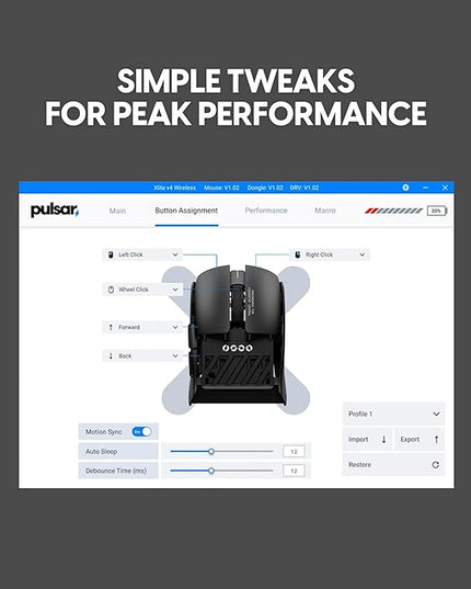 Pulsar Gaming Gears LAB X2F Wireless Fingertip Gaming Mouse, Ultra Lightweight 1.34 oz (38 g), HUANO Blue Pink Dot Switches, 32,000 DPI, 750 IPS, XS-1 Sensor, 8K Compatible (Black)