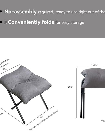 Foldable Foot Rest Stool for Under Desk or Sofa - Office Footrest Ottoman, Portable Leg Rest for Home & Office (Grey)