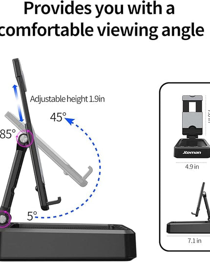 JTEMAN Tablet Stand Adjustable with Bluetooth Speakers,Kitchen Gadgets,Gifts for Women Men,Wireless Bluetooth Speaker Tablet Holder,Desk Mic Charging Sation Compatible with Phones and Tablet