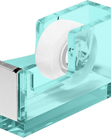 OfficeGoods Acrylic Tape Dispenser – Modern Desk Organizer for Office Supplies – Heavy Duty Refillable Tape Holder for Home and School Crafting – Stylish Desktop Accessory for Gift Wrapping, Green