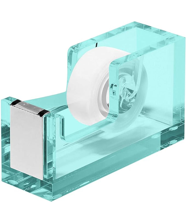 OfficeGoods Acrylic Tape Dispenser – Modern Desk Organizer for Office Supplies – Heavy Duty Refillable Tape Holder for Home and School Crafting – Stylish Desktop Accessory for Gift Wrapping, Green