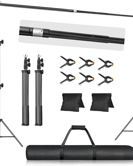 EMART 10x7.9FT Backdrop Stand, Photo Video Studio Adjustable&Lockable Heavy Duty Background Support System Kit with 6 Backdrop Clamps, 2 Sandbag and Carry Bag for Photography, Parties, Wedding, Video