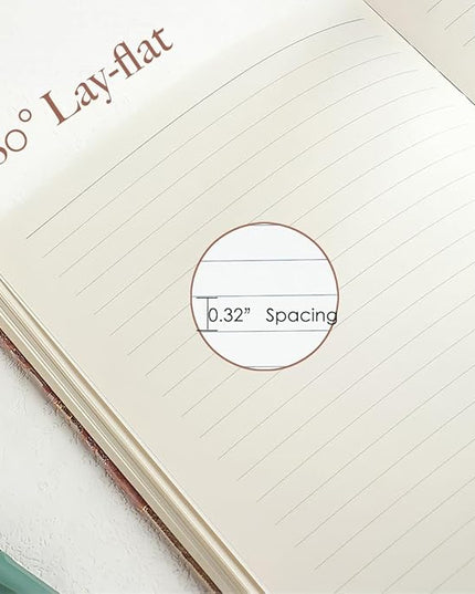 Flower Notebook, Hardcover, Lay Flat, A5, 6x8, Wide Ruled Pages, Writing Journal for Women, Pretty Notebook, Recipe Journal, Garden Journal, Gratitude Journal, Lily Gifts, Green