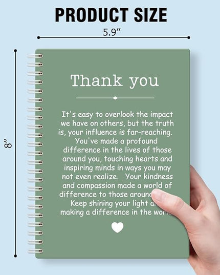 Thank You Green Hardcover 160 Pages Spiral Notebooks, Funny Thank You Gifts for Women Men Coworkers Leader Mentor, Appreciation Gifts for Employees, Thanksgiving Gifts for Colleagues Leaders
