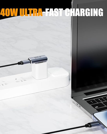 BERLAT 90 Degree USB C Adapter, Right Angle USB C 240W Male to Female Adapter Extender for Steam Deck, ROG Ally, MacBook, Tablet, Phone and More - 2Pack