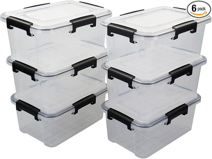 6-Pack 10 L Clear Plastic Storage Box with Lid, Airtight Pet Food Storage Containers
