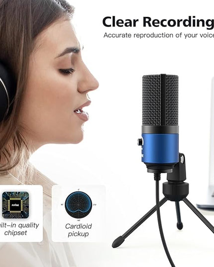 FIFINE USB Computer Microphone for Recording YouTube Video Voice Over Vocals for Mac & PC, Condenser Mic with Gain Control for Home Studio, Plug & Play - K669L