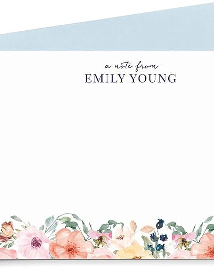 Personalized Floral Stationery Set, Personalized stationary for Women, Your Choice of Colors and Quantity