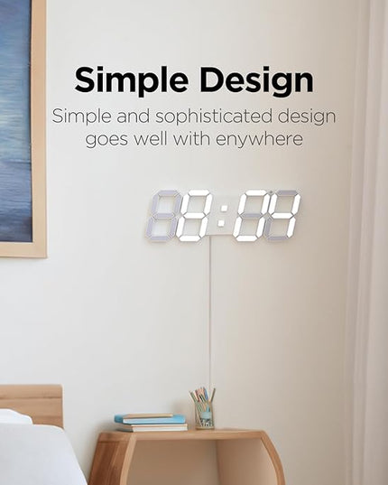 mooas 3D LED Clock, Multi-Function LED Clock (Calendar, Alarm, Temperature) (15.3" Big Plus White Wall Clock with Remote Control)