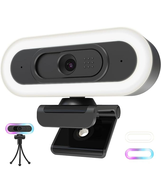 saylas 2K Webcam with Lights, HD Webcam for PC, 2K@60FPS Web cam with Microphone, 65° FOV, Autofocus, Noise Cancellation, Privacy Cover, Web Camera for Computer/Laptop, USB Streaming Computer Camera