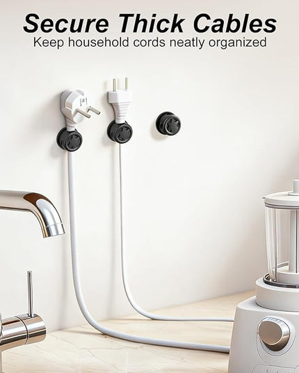 6 Pack Cord Organizer Magnetic Cable Clips, 360° Rotation Cable Clips - Adjustable Cord Holder for Nightstand, Adhesive Cable Management Cord Clips, Cable Holder & Charger Organizer（Black